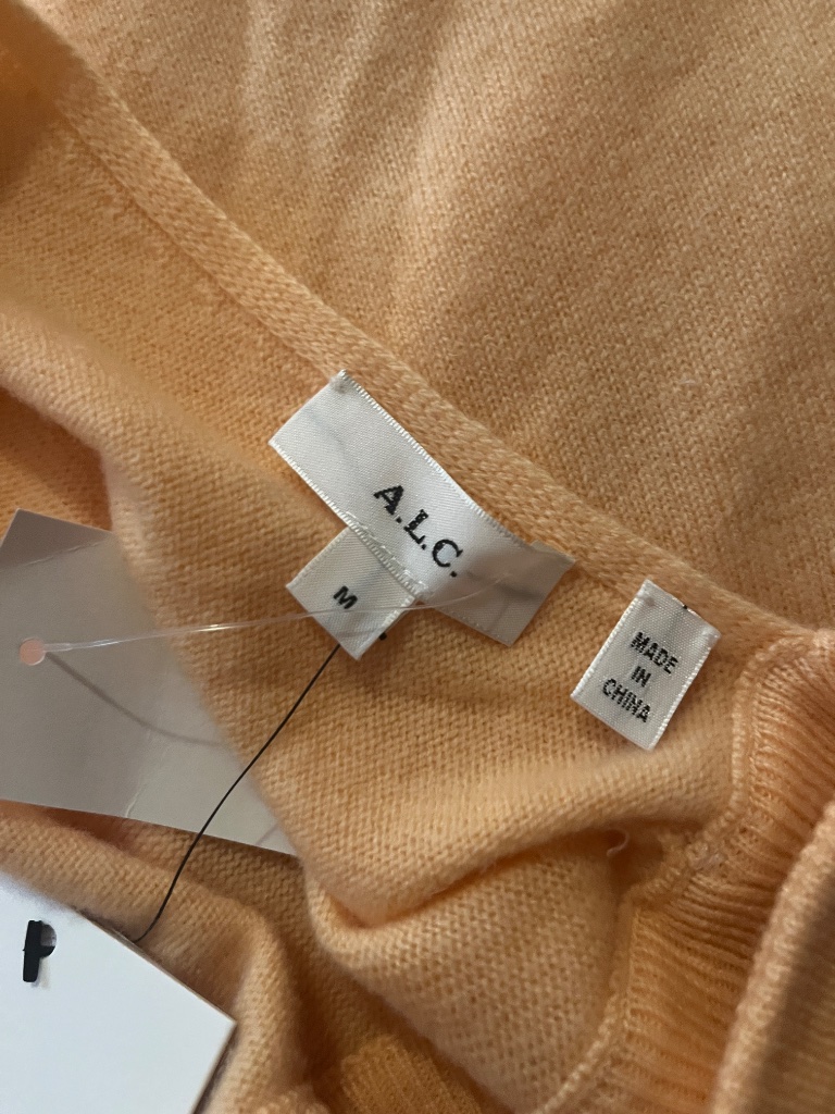 Nwt A.L.C. Chiara Wool & Cashmere Cutout Back Apricot Sweater Sz M — image 4 of 5